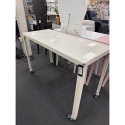 Rolling Metal Computer Desk, 45 in, Chalk White