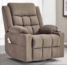 Coffee Swivel Rocker Recliner with Heat & Massage 