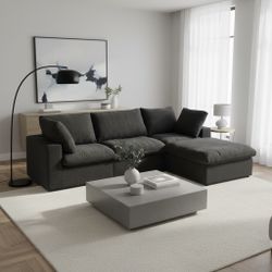 🏷BRAND NEW Cloud Couch Modular Sectional Sofa with Storage Ottoman,L Shaped, Black💥 We Finance