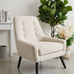 SET OF 2 MODERN BEIGE ACCENT CHAIRS