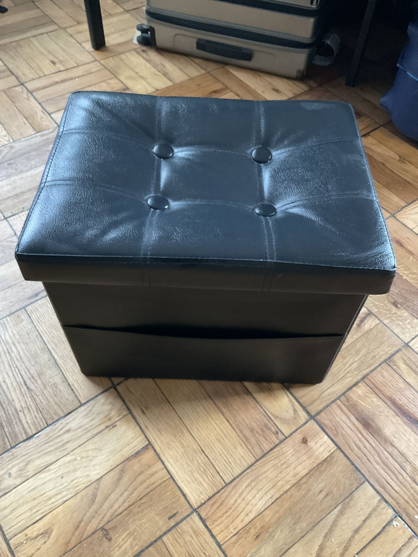 π§° Black Faux Leather Storage Ottoman β Functional & Stylish