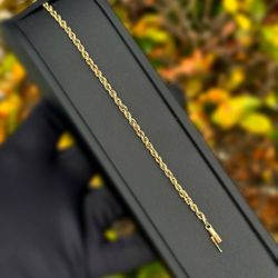 Jewelry 14k solid Yellow Gold Rope chain 7.75” 6.10 grams 3.20mm