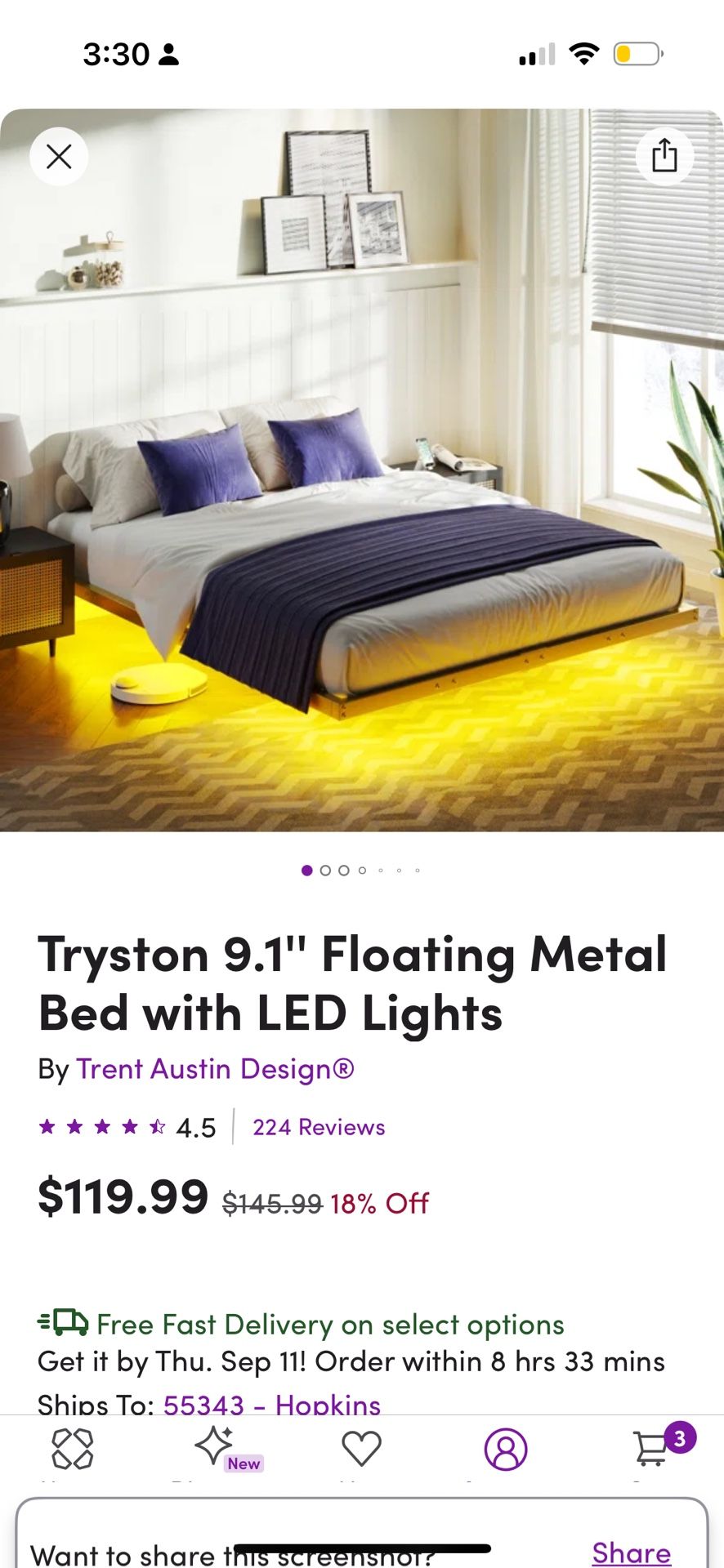 Queen Sized Floating Bed Frame