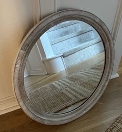 24” Round solid wood mirror