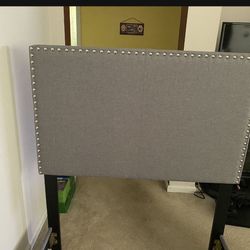 Twin XL Gray Upholstered Bed Frame with box spring