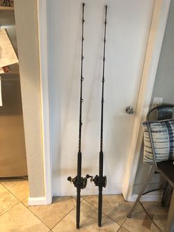 Penn squall LW50 levelwind 50 trolling rod and reel combo 2 pairs. Fishing  pole for Sale in Sunrise, FL - OfferUp