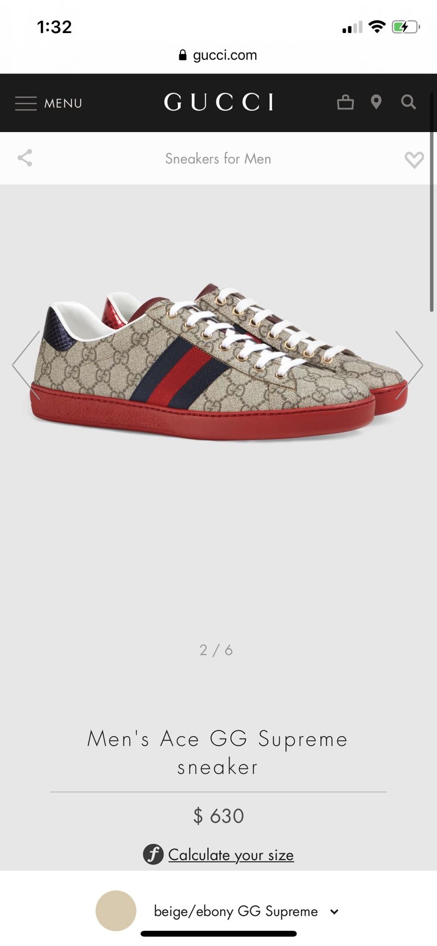 Gucci Sneakers $550