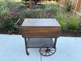 Vintage Wood Tea/Bar Cart with Drop Leaf