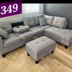BRAND NEW 3PCS SECTIONAL SOFA SET WITH OTTOMAN AND ACCENT PILLOW INCLUDED $349