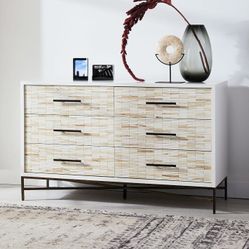 West Elm Wood Tiled 6-Drawer Dresser (54”) 