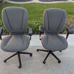 Two Gray Office Chairs