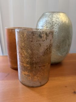 Set Of 3 West Elm Hurricane Vases