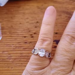 Sterling Silver .925 Blue And White Size 8 Ring 