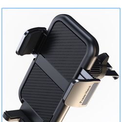 Car Phone Holder, Air Vent Mount, Black and Gold, Universal Smartphone Cradle