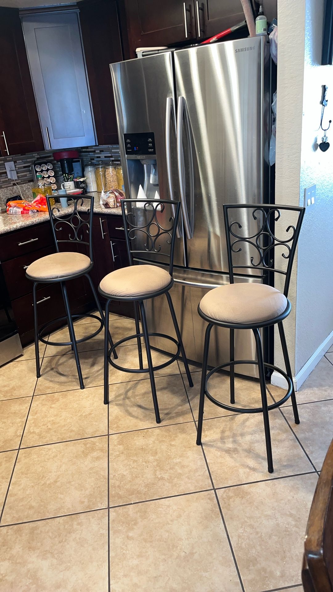 Set Of 3 Swivel Bar Stools