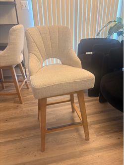 Light Gray Fabric Barstool (set of 2)