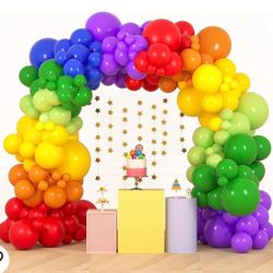 RUBFAC 189pcs Rainbow Balloon Garland Arch Kit, 7 Assorted Colors 5/12/18 Inch Latex Balloons for Birthday Party Baby Shower Wedding Anniversary Decor