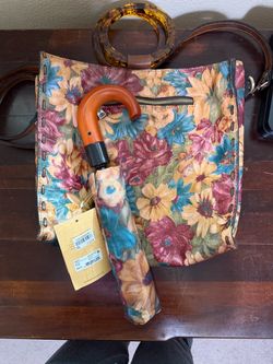 Patricia Nash Magliano Floral Open/Close Umbrella NWT
