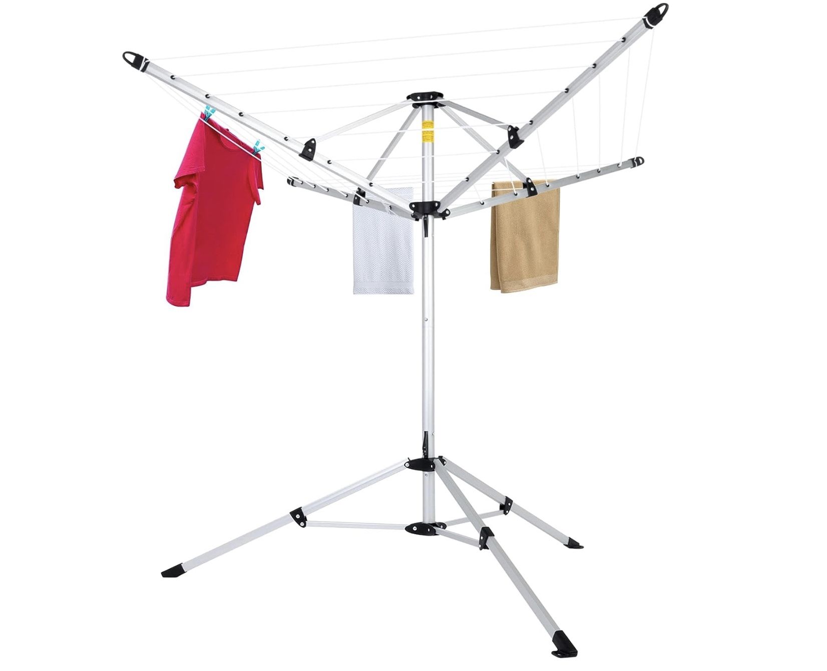 Drying Natural Clothes Airer Outdoor Portable 4-arm Aluminum Drying Rack w/Ground Stake, Carry Bag, 28-Lines with 65 ft. Umbrella Clothesline