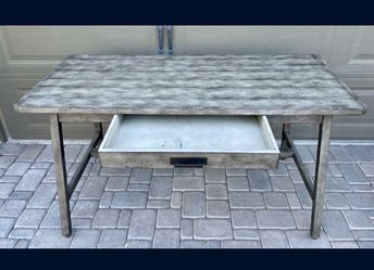 PB Mateo Light Grey Wood Desk