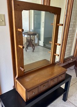 Vintage Solid Wood Mirror Display Rack