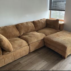 Corduroy 4 Piece Modular Sectional Couch 