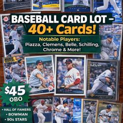 Baseball Card Lot – 40+ Cards (Piazza, Clemens, Chrome, 90s Stars). Lot#5901 