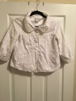 White cropped eyelet jacket