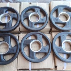 6X 2.5 Lb Rubber Coated EZ Grip Olympic Weight Plates 15 Lb Total Brand New