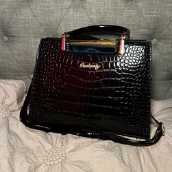 Black Leather Satchel Bag 