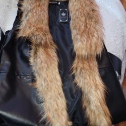 omens Faux Fur Sleeveless Cardigan Vest 