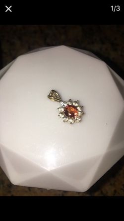 Christmas amber diamond flower pendant necklace gold
