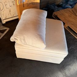 White And Dark Green Ottoman 