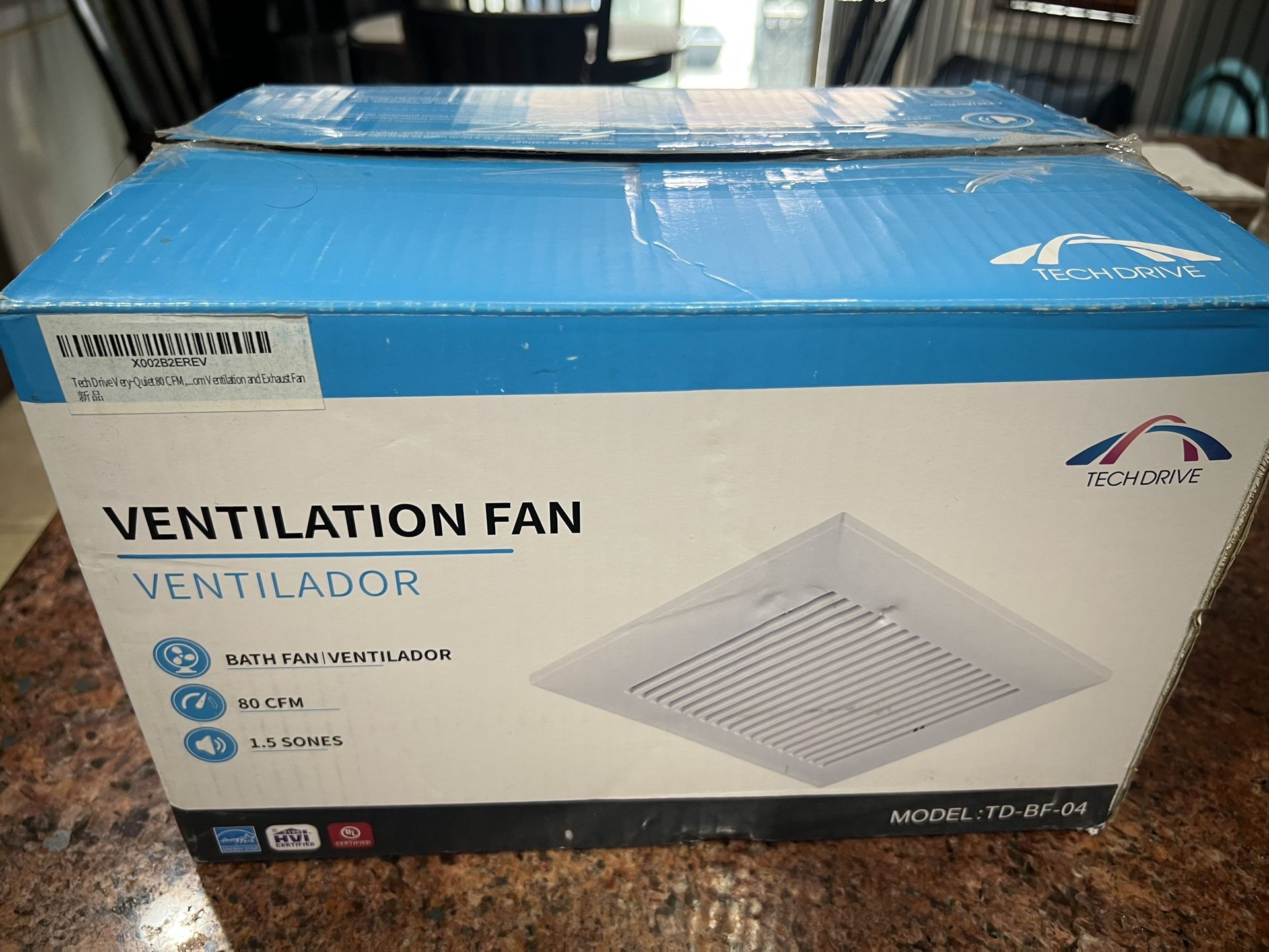 Tech Drive Very-Quiet 80 CFM, 1.5 Sone No Attic access Needed Installation Bathroom Ventilation and Exhaust Fan