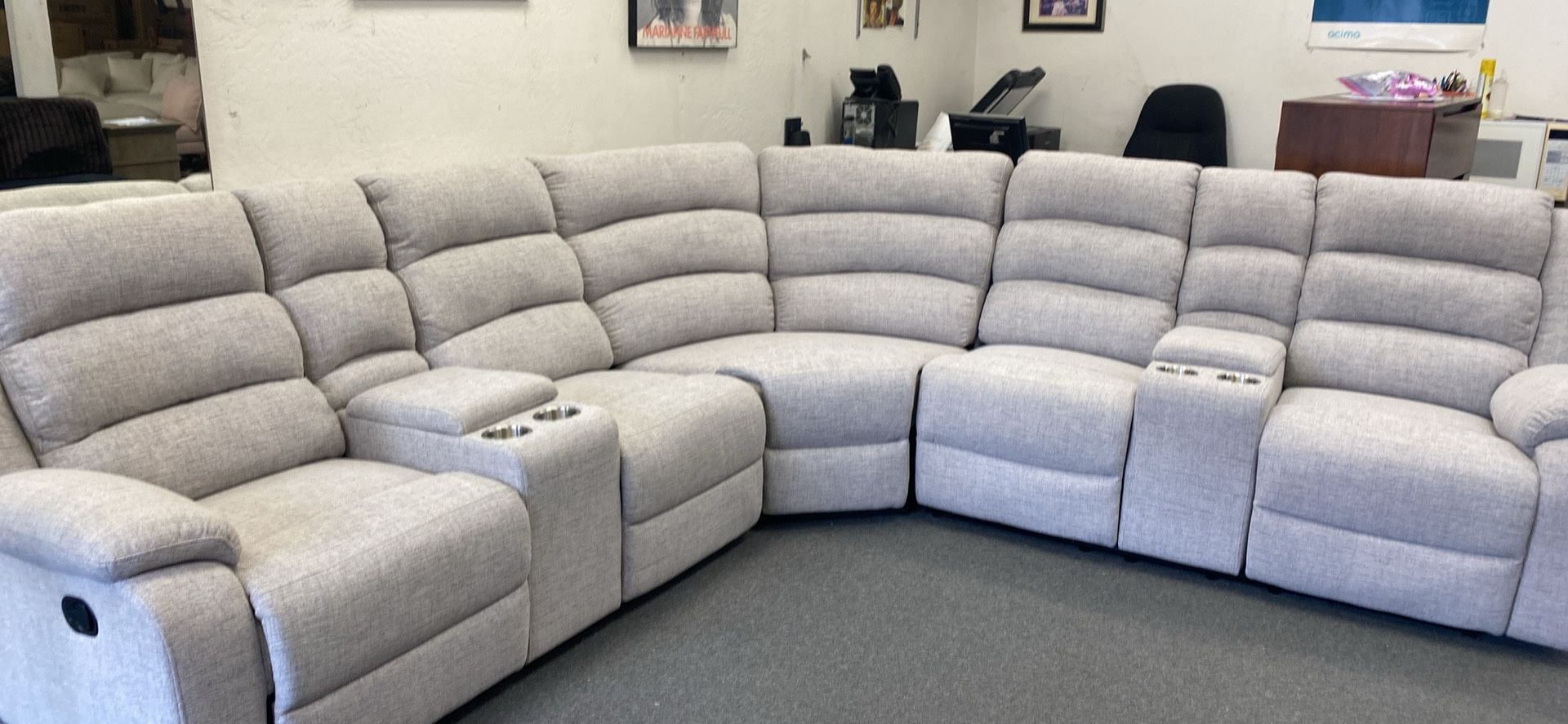 New Fabric Recliner Sectional Couch / Free Delivery 