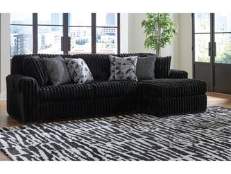 Midnight-Madness Onyx Corduroy 2-Piece RAF Chaise Sectional
