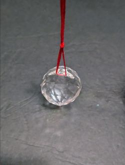 Clear Faceted Crystal Ball Ball with Red String