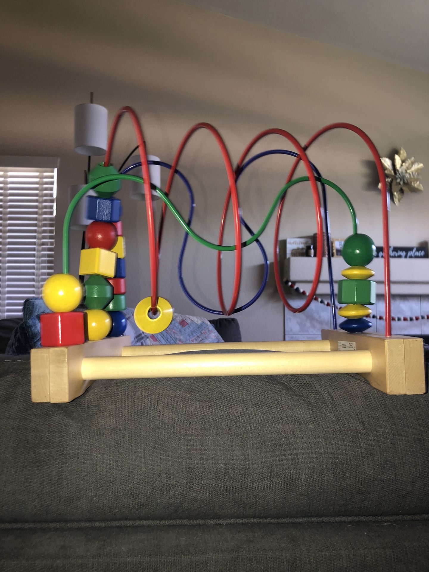 IKEA Wooden Bead Maze Rollercoaster Activity Learning Baby Toddler Toy 10x11x12