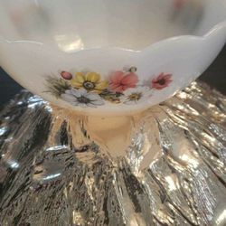 Vtg. Small Milk Glass Floral Bowl