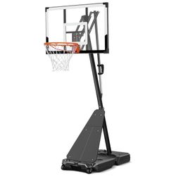 New SERAY Basketball Hoop with 4.9-10 feet Height Adjustable for Kids/Adults, Portable Basketball Goal with 44 inch Backboard and 2 Wheels for Outdoor