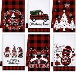 Sratte 6 Pcs Winter Kitchen Towels Snowman 