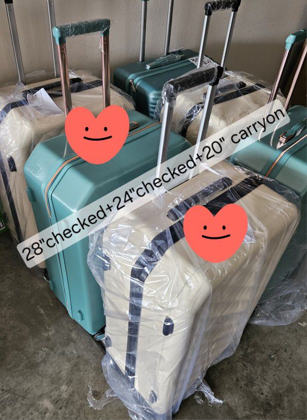 3 piece spinner luggage set, TSA approved, 2 checked and 1 carry-on 🧳✈️ #travel #vacation #packing
