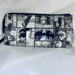Black and White Patent Leather Faux Magazine Clutch/Wristlet/ Shoulder Bag