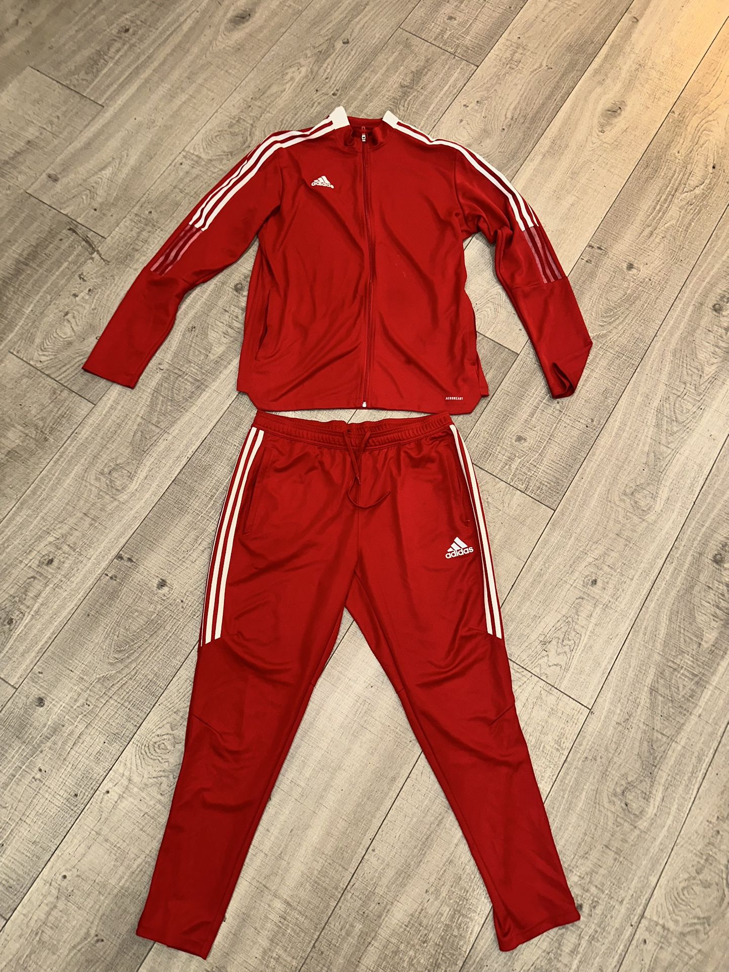 Adidas Sweatsuit- All Red With White Stripes