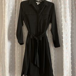 NWT NINE WEST BLACK BUTTON SHIRT DRESS WITH BELT