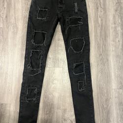 Black fitted/skinny STACKED boohoo jeans