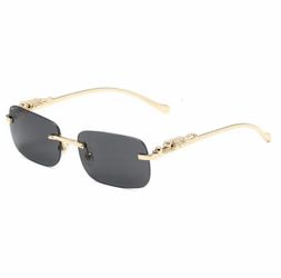 Rimless Rectangle Sunglasses Gold Frame