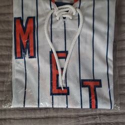 New York Mets Men's SGA Stadium Giveaway Hockey Jersey Blue Orange Large NY