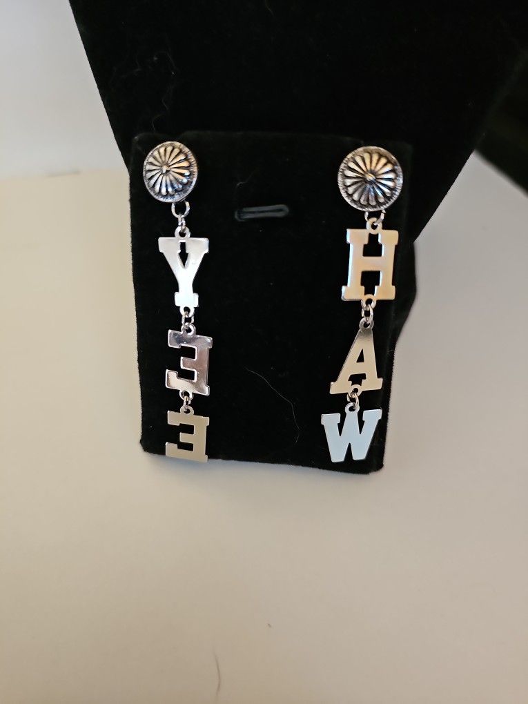 New Silver Yee Haw Earrings 
