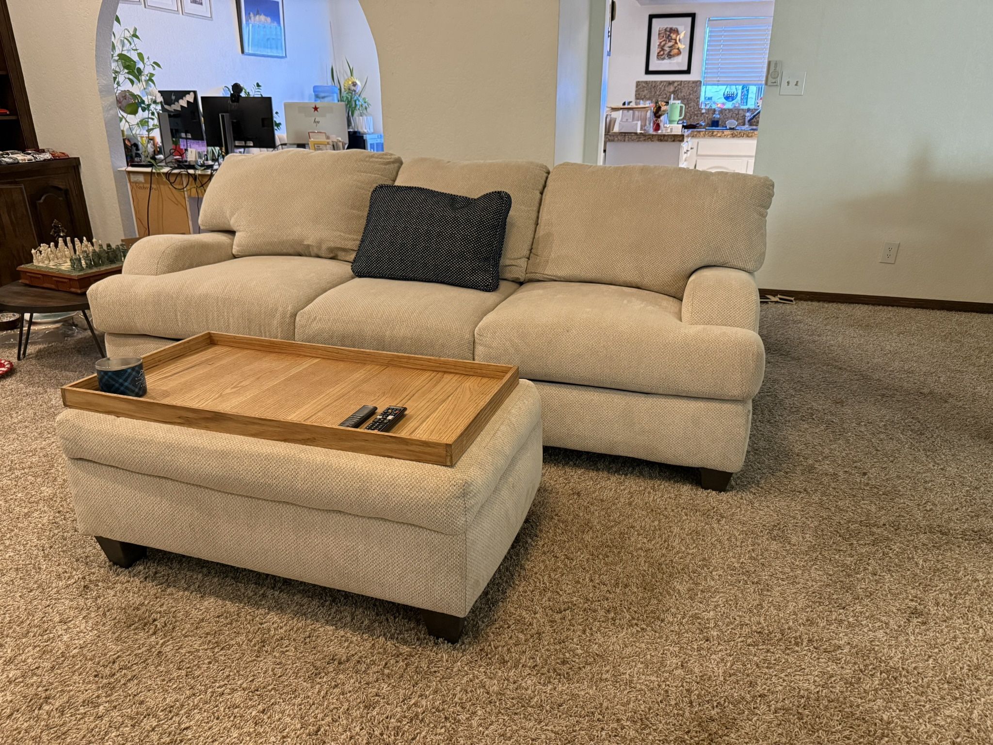 Queen sleeper sofa with storage (tray NOT included)